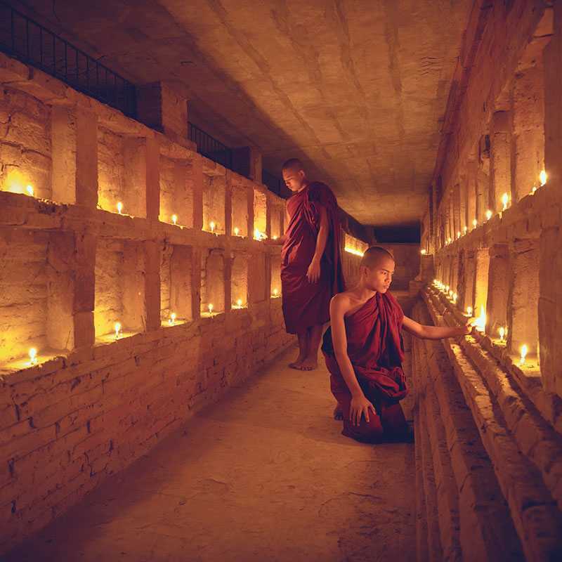 Devout monks