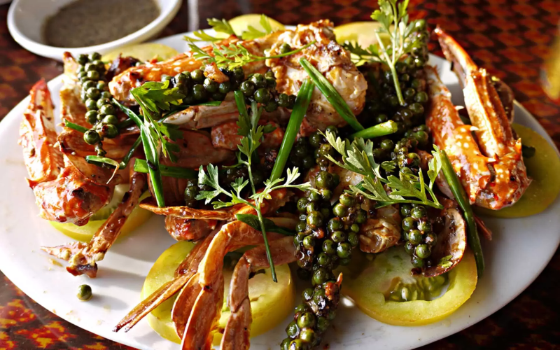 Prove caranguejo com pimenta de Kampot