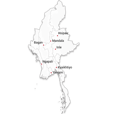 Mapa turístico do Myanmar