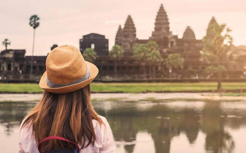 female traveler in cambodia