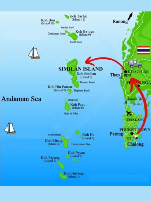 Koh Similan está localizada no Mar de Andamão