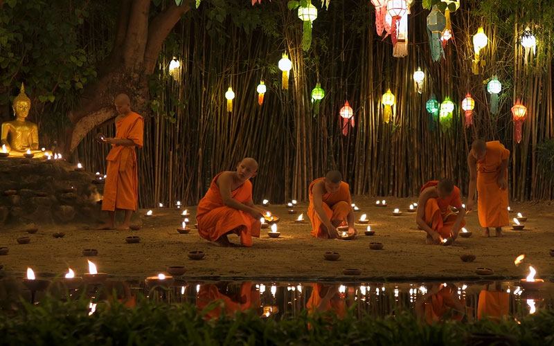 Monks preparing for Thailand 2023 lantern festival