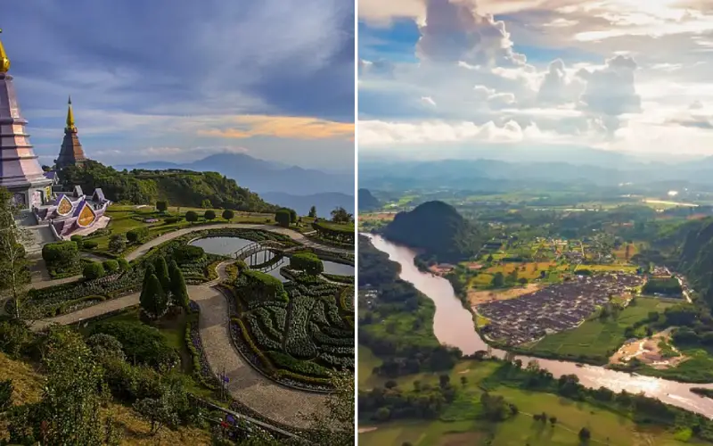 Chiang Mai é um centro cultural vibrante, enquanto Chiang Rai oferece uma escapada mais tranquila e pitoresca