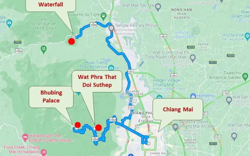 Localização do Wat Phra That Doi Suthep