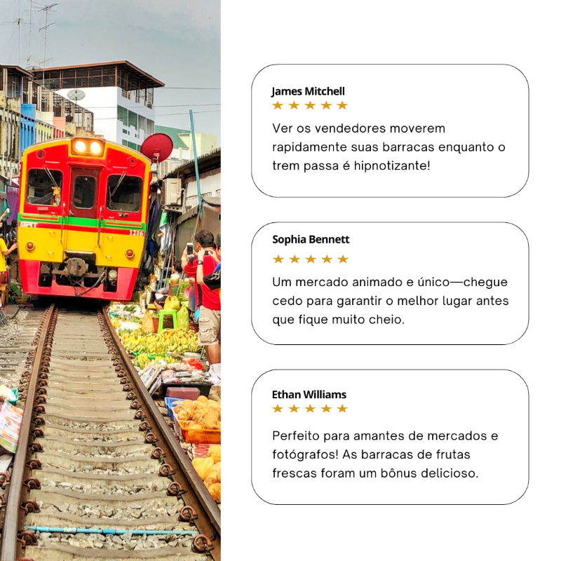 O Train Market é famoso pela experiência única de um trem passando perto das barracas
