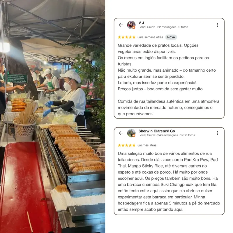 Hóspedes desfrutam Khao Kha Moo e ambiente relax