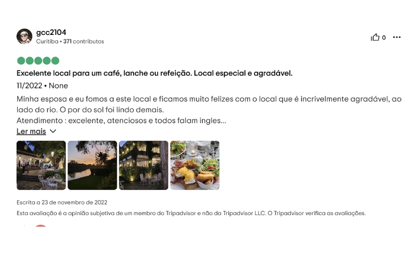 Local à beira-rio encanta com ambiente e serviço