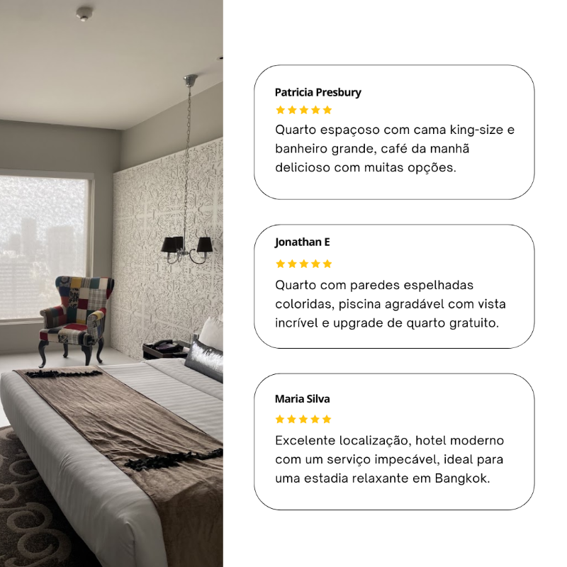 Hóspedes curtem quartos estilosos, piscina e ótimo serviço