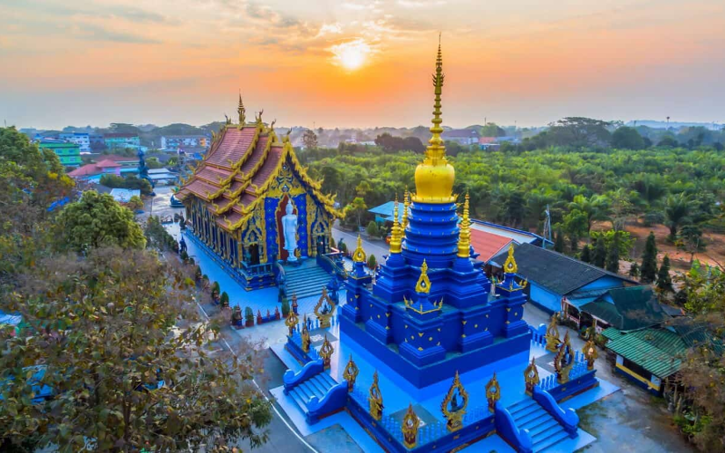 Wat Rong Suea Ten shines in rare temple blue hue