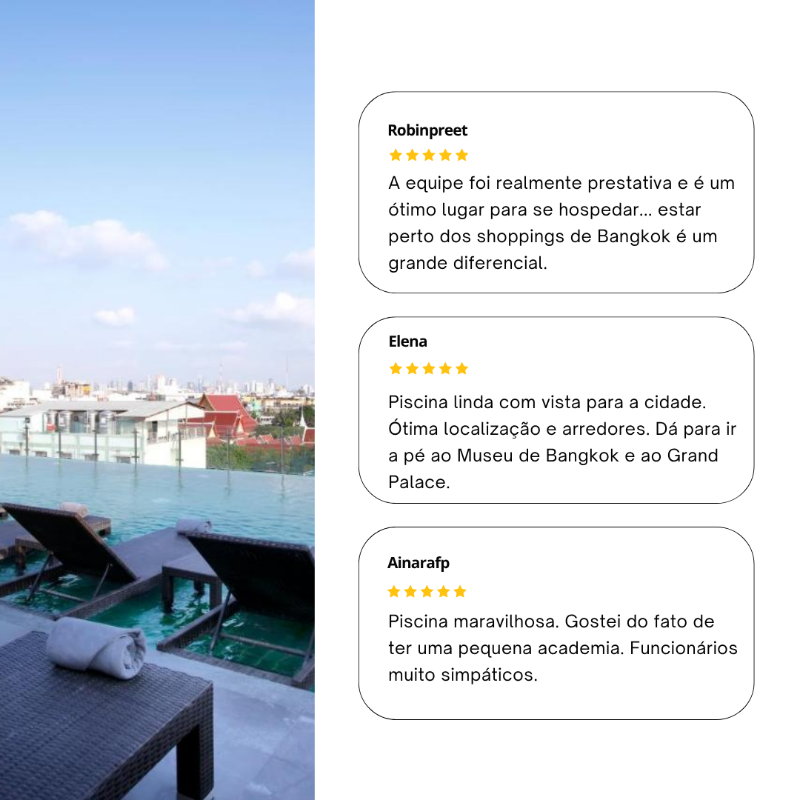 Os viajantes avaliam o hotel constantemente com notas altas pelo conforto e localização