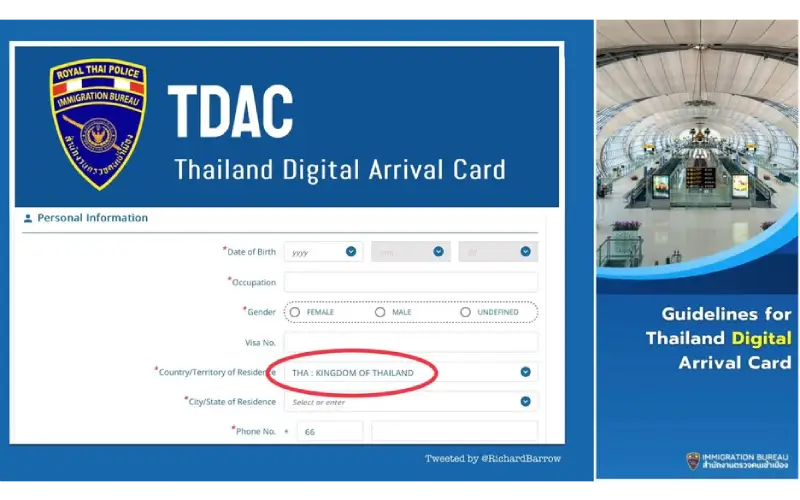 Tailândia exige Cartão Digital de Chegada antes da entrada