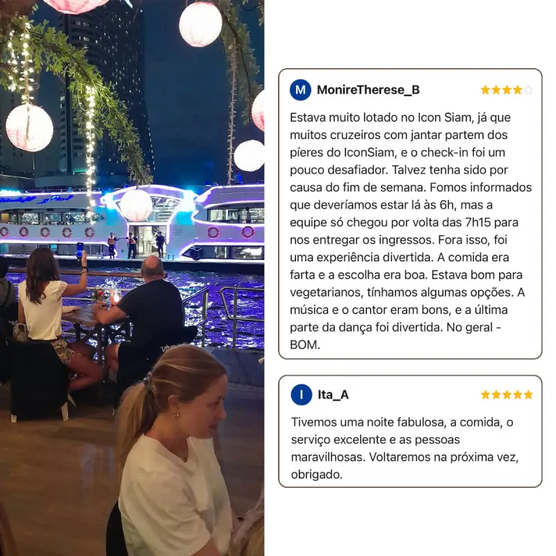 Navegar no Rio Chao Phraya traz uma noite tranquila