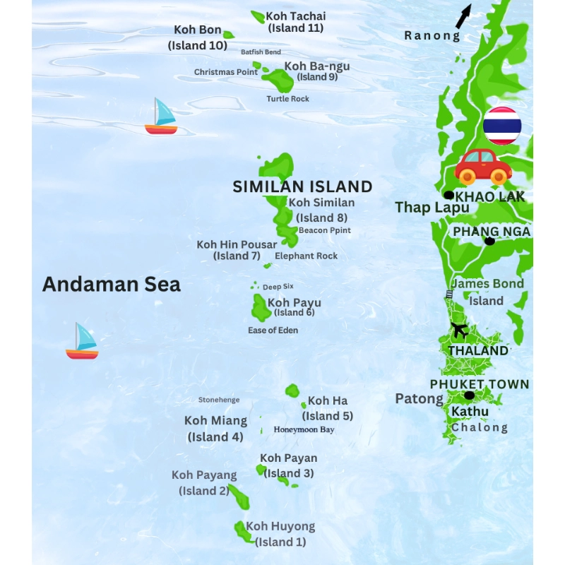 Parque Similan tem onze ilhas de beleza natural