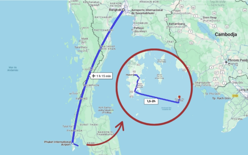 Voe de Bangkok a Phuket e pegue o ferry até Koh Phi Phi