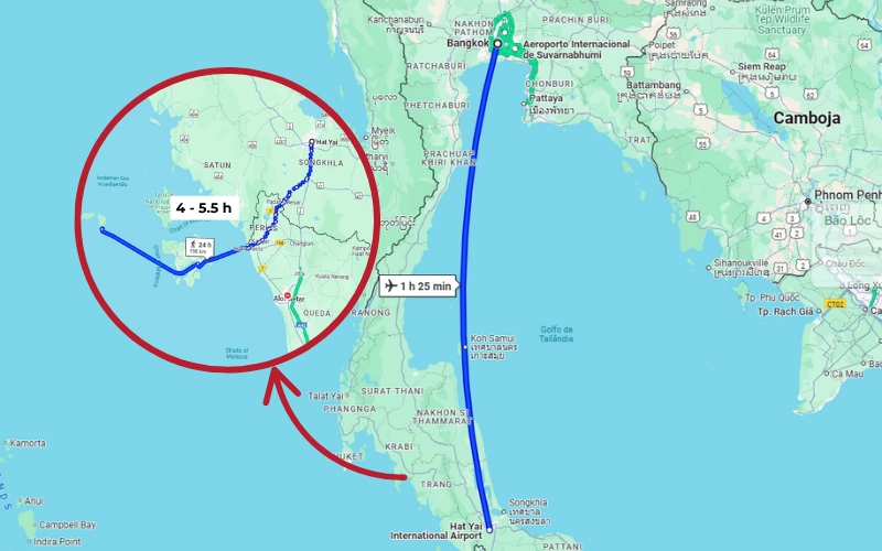Viajantes vão a Koh Lipe via Hat Yai ônibus e balsa