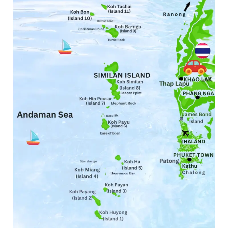 Parque Similan tem onze ilhas de beleza natural