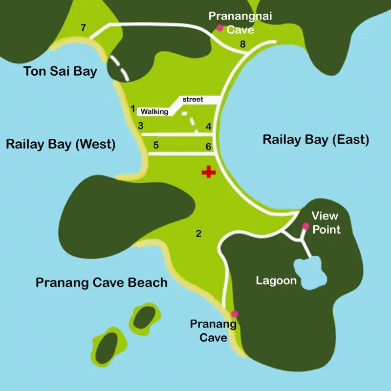 Quatro praias de Railay oferecem vistas deslumbrantes