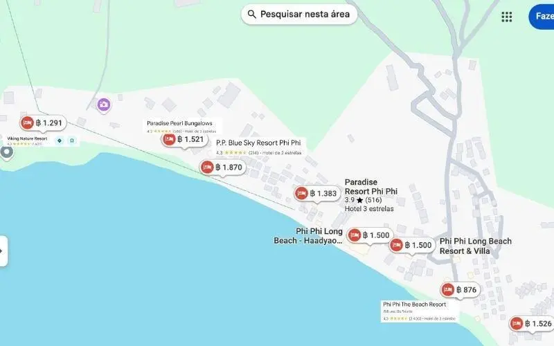 Veja no mapa os 6 hotéis recomendados