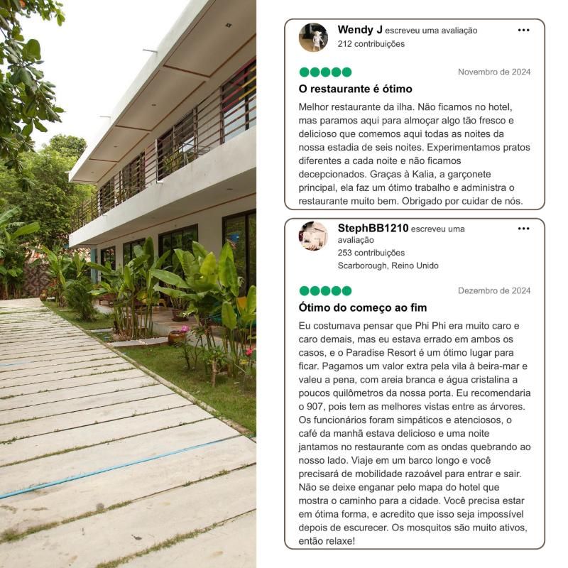 Das refeições ao descanso, os hóspedes dizem que a experiência foi excelente