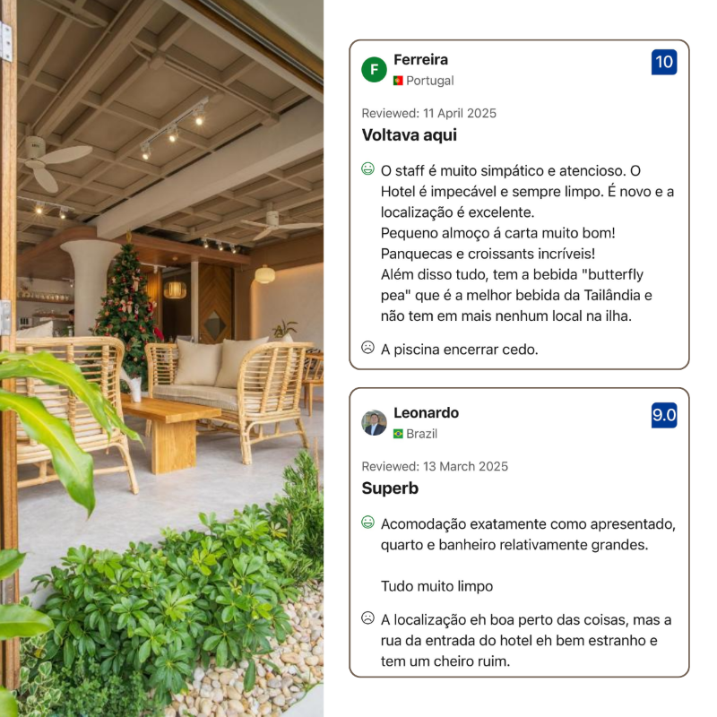 Os hóspedes elogiam a limpeza e as refeições saborosas do hotel