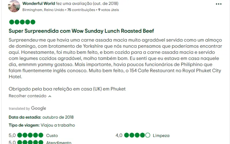 Hóspedes elogiam variedade e sabor da comida no Royal City