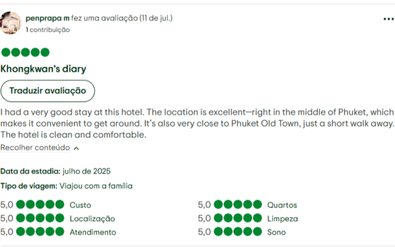 Hóspedes apreciam localização conveniente do Courtyard Phuket