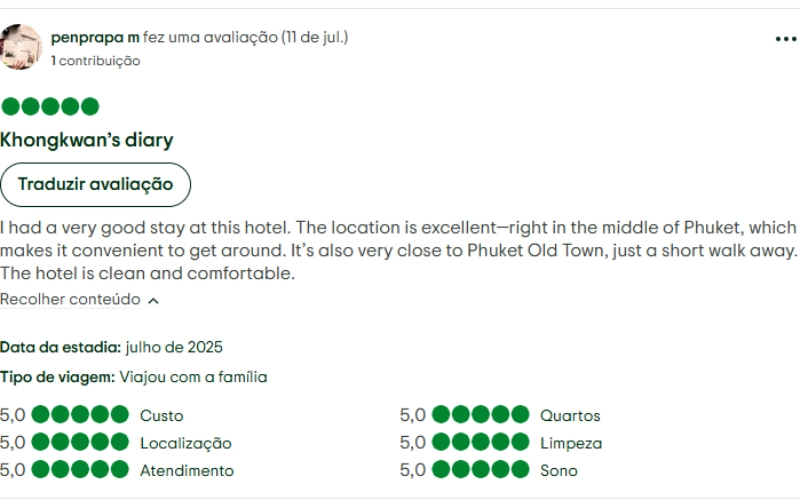 Hóspedes apreciam localização conveniente do Courtyard Phuket