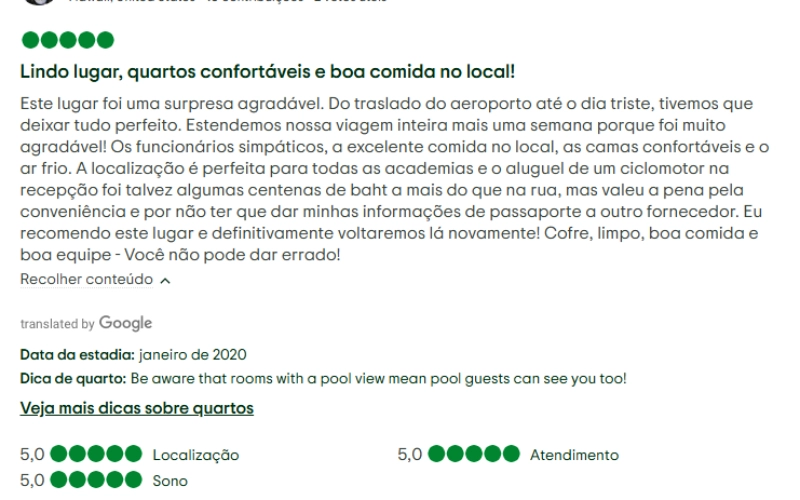 Os hóspedes destacam a simpatia e a receptividade da equipe.