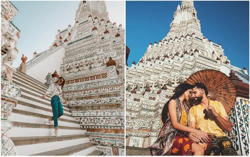 O Wat Arun reluz ao entardecer e encanta viajantes