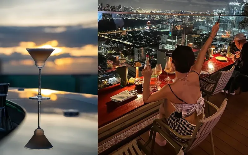 Desfrute de drinks elegantes em luxuosos bares rooftop com vista para o skyline de Bangkok.
