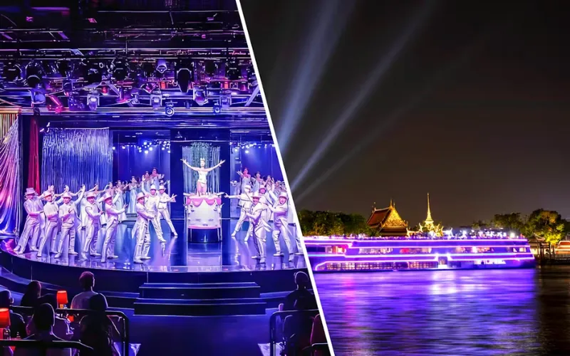 Viva a atmosfera cultural colorida do Calypso Cabaret Show em Bangkok.