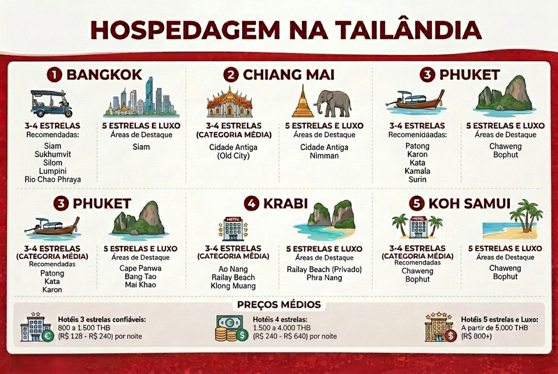 Resumo dos melhores hotéis para reservar na Tailândia