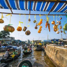 floating market in mekong delta vietnam